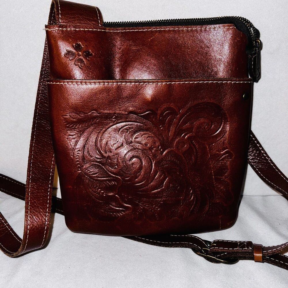 Patricia Nash Florence Tooled Leather Sling Adjustable Crossbody Handbag